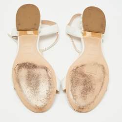 Nicholas Kirkwood White Leather Faux Pearl Embellished Casati Sandals Size 38