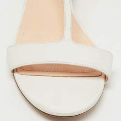 Nicholas Kirkwood White Leather Faux Pearl Embellished Casati Sandals Size 38