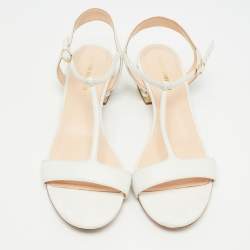 Nicholas Kirkwood White Leather Faux Pearl Embellished Casati Sandals Size 38