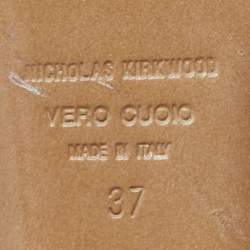 Pre Owned Nicholas Kirkwood Blue Lace and Leather Casati Ballet Flats Size 37