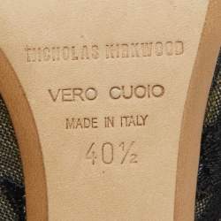 Pre Owned Nicholas Kirkwood Black Lace and Suede Peep Toe Lace Up Sandals Size 40.5