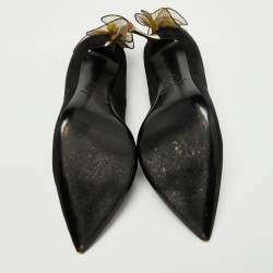 Pre Owned Nicholas Kirkwood Black Suede Ruffle Detail Pumps Size 39.5