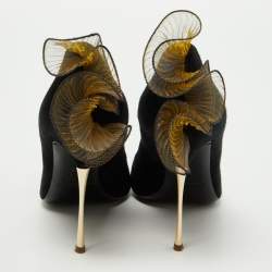 Pre Owned Nicholas Kirkwood Black Suede Ruffle Detail Pumps Size 39.5