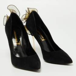 Pre Owned Nicholas Kirkwood Black Suede Ruffle Detail Pumps Size 39.5