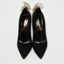 Pre Owned Nicholas Kirkwood Black Suede Ruffle Detail Pumps Size 39.5