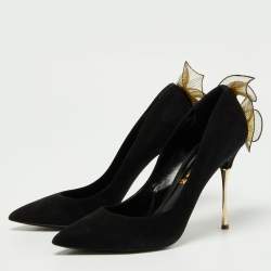 Pre Owned Nicholas Kirkwood Black Suede Ruffle Detail Pumps Size 39.5