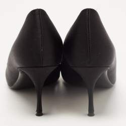 Pre Owned Nicholas Kirkwood Black Satin Crystal Embellished Pointed Toe Pumps Size 39