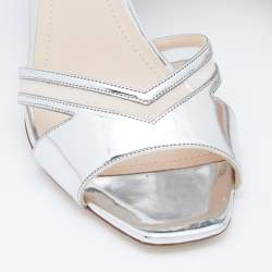 Nicholas Kirkwood Silver Mesh/Patent Leather Zaha Ultra Slingback Sandals Size 40