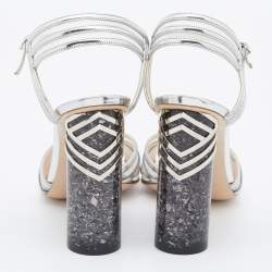 Nicholas Kirkwood Silver Mesh/Patent Leather Zaha Ultra Slingback Sandals Size 40