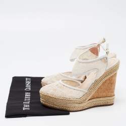 Nicholas Kirkwood White Lace Wedge Platform Ankle Strap Espadrilles Size 39.5