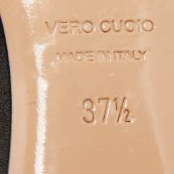 Pre Owned Nicholas Kirkwood Black Satin Embellished Ballet Flats Size 37.5