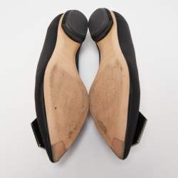 Pre Owned Nicholas Kirkwood Black Satin Embellished Ballet Flats Size 37.5