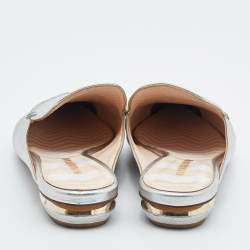 Nicholas Kirkwood Silver Leather Pointed Toe Beya Flat Mules Size 39.5