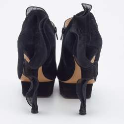 Nicholas Kirkwood Black Suede Ruffle Trimmed Platform Pumps Size 40