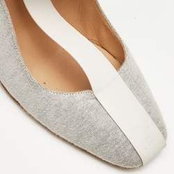 Nicholas Kirkwood Grey/White Jersey Fabric and Rubber Bow T-Strap Pumps Size 38