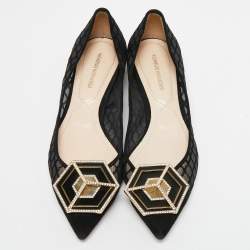 Nicholas Kirkwood Black Suede and Mesh  Ballet Flats Size 37