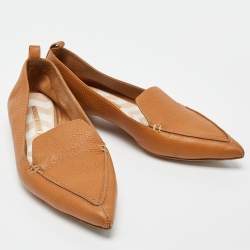 Nicholas Kirkwood Tan Leather Beya Pointed-Toe Loafers Size 37.5