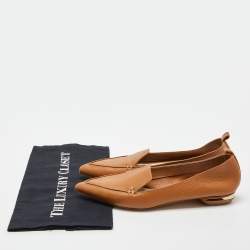 Nicholas Kirkwood Tan Leather Beya Pointed-Toe Loafers Size 37.5