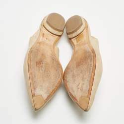 Pre Owned Nicholas Kirkwood Beige Leather Beya Slingback Flats Size 40.5
