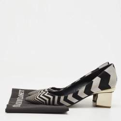 Nicholas Kirkwood Black/Grey Zigzag Print Suede Pumps Size 37.5