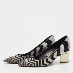 Nicholas Kirkwood Black/Grey Zigzag Print Suede Pumps Size 37.5