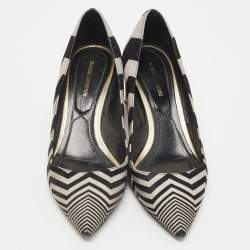 Nicholas Kirkwood Black/Grey Zigzag Print Suede Pumps Size 37.5