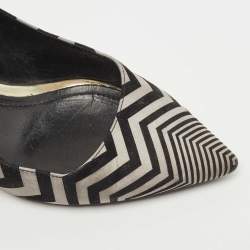 Nicholas Kirkwood Black/Grey Zigzag Print Suede Pumps Size 37.5