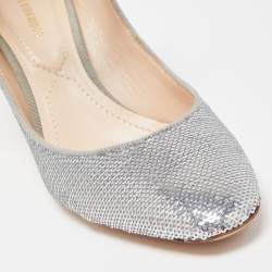 Nicholas Kirkwood Silver Sequin Lola Pearl Ankle Strap Pumps Size 36.5