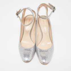 Nicholas Kirkwood Silver Sequin Lola Pearl Ankle Strap Pumps Size 36.5