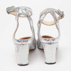 Nicholas Kirkwood Silver Sequin Lola Pearl Ankle Strap Pumps Size 36.5