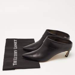 Nicholas Kirkwood Black Leather Pointed Toe Mules Size 37