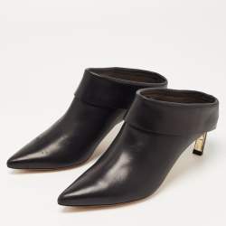 Nicholas Kirkwood Black Leather Pointed Toe Mules Size 37