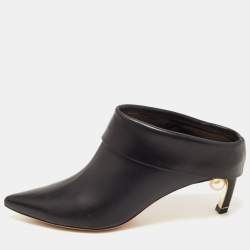 Nicholas Kirkwood Black Leather Pointed Toe Mules Size 37