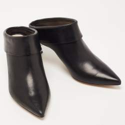 Nicholas Kirkwood Black Leather Pointed Toe Mules Size 37