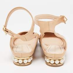 Pre Owned Nicholas Kirkwood Light Pink Patent Leather Lola Ankle Strap Ballet Flats Size 40