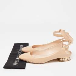 Pre Owned Nicholas Kirkwood Light Pink Patent Leather Lola Ankle Strap Ballet Flats Size 40