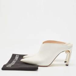 Nicholas Kirkwood White Leather Mira Pointed Toe Mules Size 38