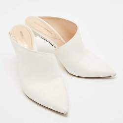 Nicholas Kirkwood White Leather Mira Pointed Toe Mules Size 38