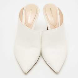 Nicholas Kirkwood White Leather Mira Pointed Toe Mules Size 38