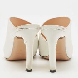 Nicholas Kirkwood White Leather Mira Pointed Toe Mules Size 38