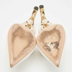 Nicholas Kirkwood White Leather Mira Pointed Toe Mules Size 38