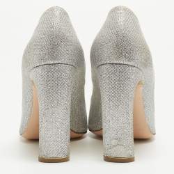 Pre Owned Nicholas Kirkwood Silver Glitter Lace Pearl Embellished Pointed Toe Pumps Size 40