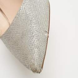 Pre Owned Nicholas Kirkwood Silver Glitter Lace Pearl Embellished Pointed Toe Pumps Size 40