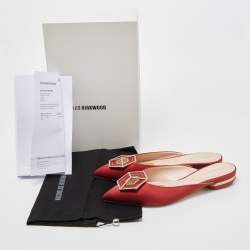 Pre Owned Nicholas Kirkwood Burgundy Satin Eden Crystal Embellished Flat Mules Size 39