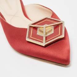 Pre Owned Nicholas Kirkwood Burgundy Satin Eden Crystal Embellished Flat Mules Size 39