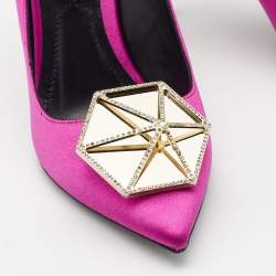 Pre Owned Nicholas Kirkwood Pink Satin Eden Crystal Embellished Pointed Toe Pumps Size 38