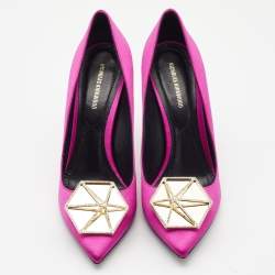 Pre Owned Nicholas Kirkwood Pink Satin Eden Crystal Embellished Pointed Toe Pumps Size 38