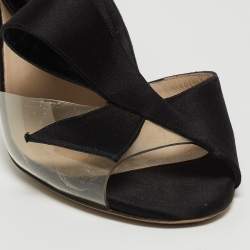 Nicholas Kirkwood Black Satin And PVC Ankle Strap Sandals Size 38.5