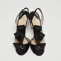 Nicholas Kirkwood Black Satin And PVC Ankle Strap Sandals Size 38.5