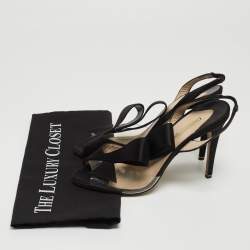 Nicholas Kirkwood Black Satin And PVC Ankle Strap Sandals Size 38.5